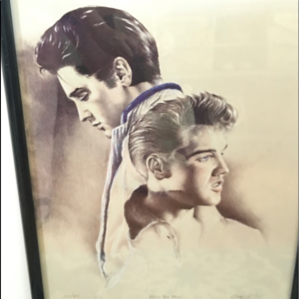Elvis Presley framed drawing ‘THE MAN’ by artist Betty Harper signed numbered
